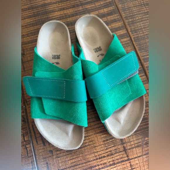 Birkenstock Kyoto Nubuck-Suede Leather Sandals digital green - Picture 2 of 7